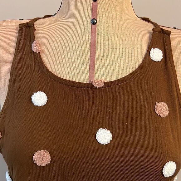 Blu Pepper Brown Tank with Pink & White Polka Dots - Size Small - Picture 3 of 9